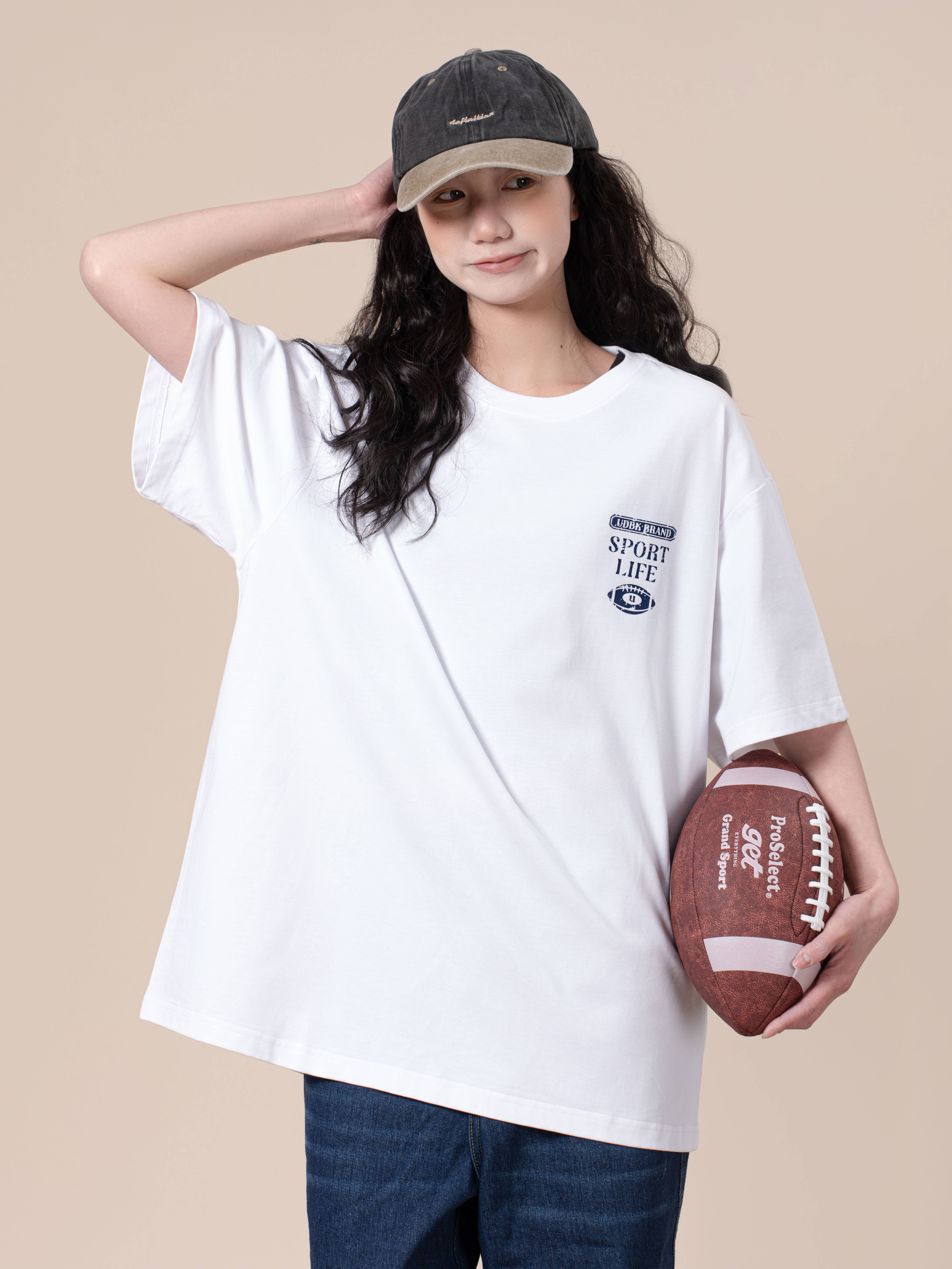 UnderBroken (UDBK) retro sports rugby is made of old printed 300g heavy cotton short -sleeved T -shirt tide