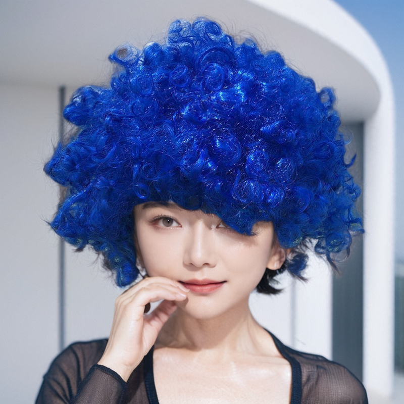 Explosive headset funny clown performance live props colorful hair set children's adult fans wig men and women
