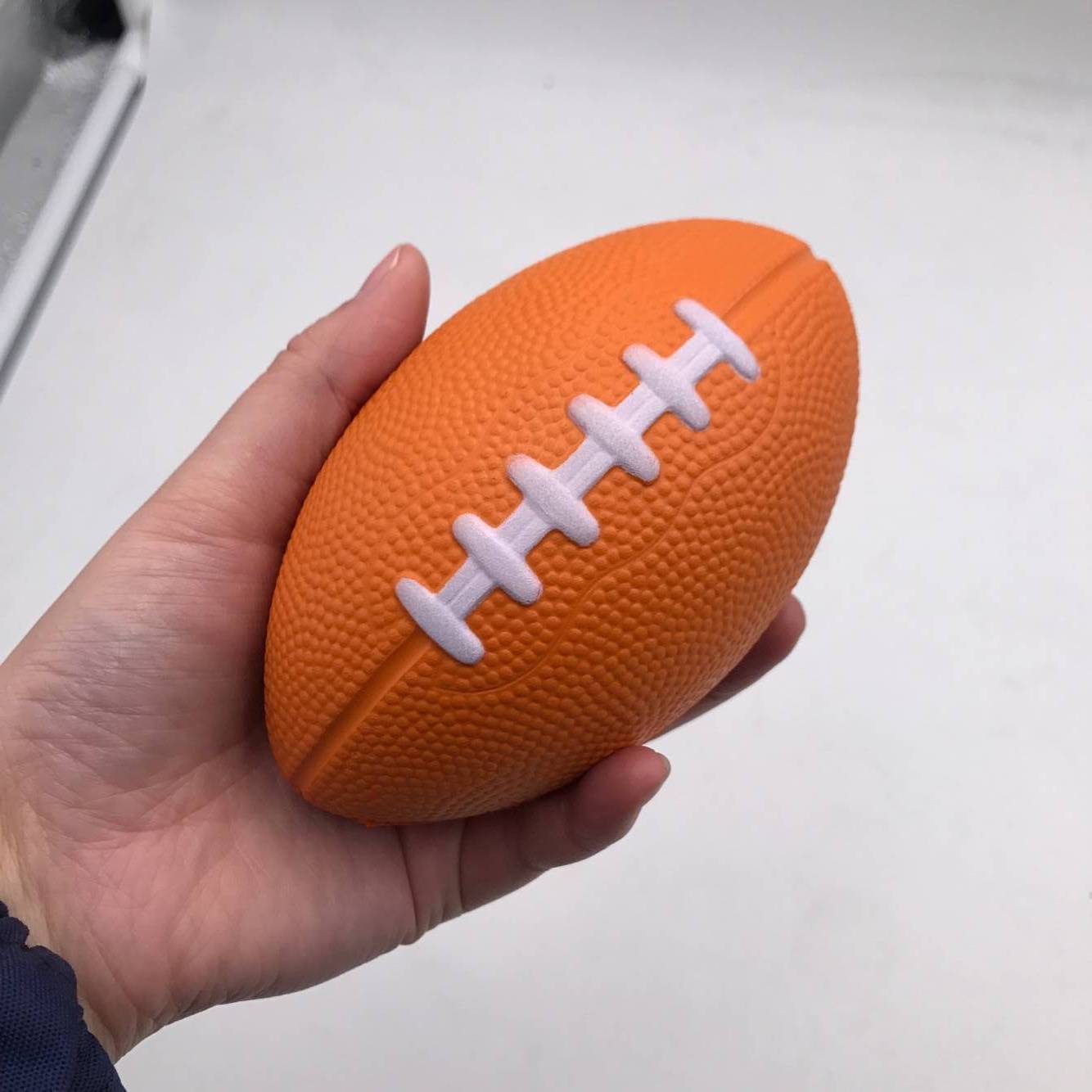 PU sponge solid American rugby children's elastic ball wrist exercise decompression sportsball can print logo