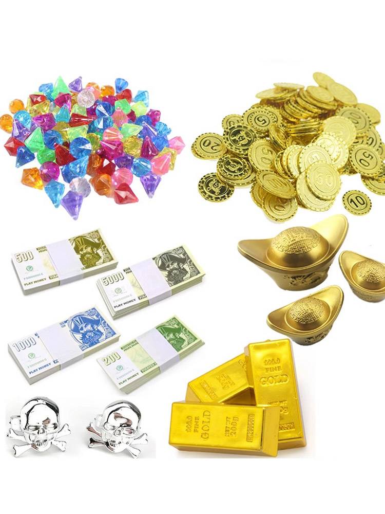cos pirate props accessories Captain hat, wiggle headscarf flag telescopic mirror ingot treasure map gold coin pirate gun