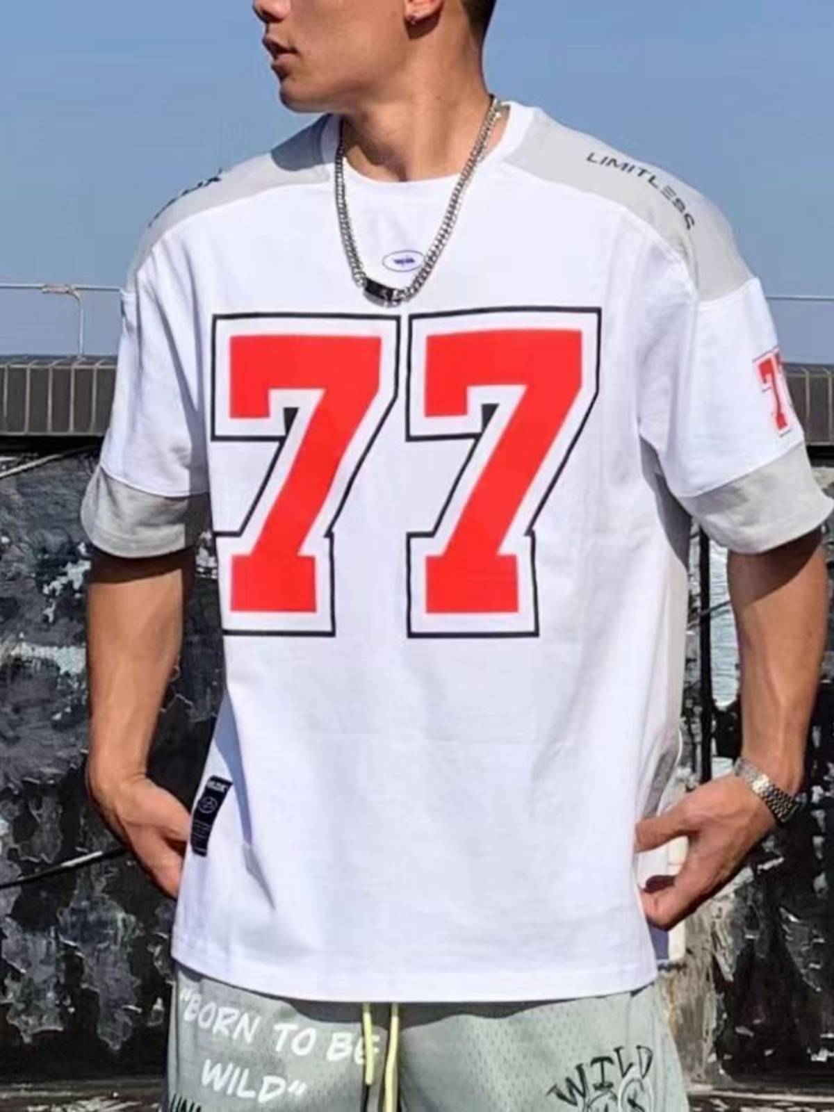 Increase the size of 300 catties of retro rugby short -sleeved T -shirt men's and women's summer American casual loose half -sleeved baseball uniform