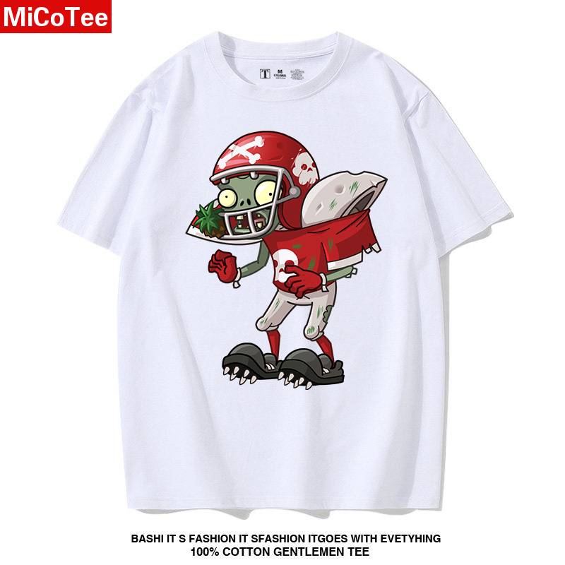 Plants vs. zombie clothes rugby zombie cotton summer new men's short -sleeved T -shirt round neck half -sleeved child