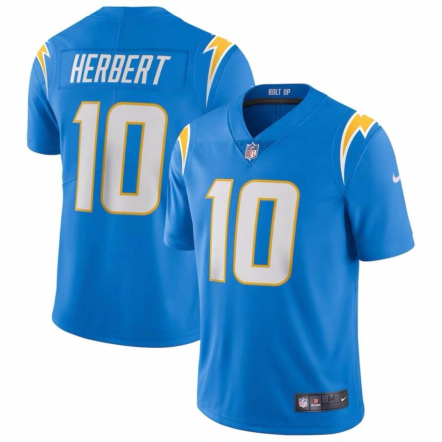 NFL Lightning Team Jersey Chargers No. 10 Herbert American short -sleeved rugby ball clothes