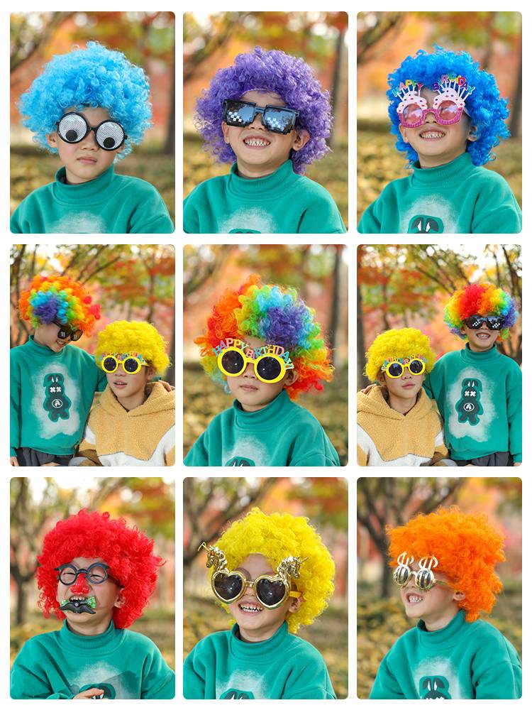 Children's dachawitet color explosion head seven color fans material performance stage item
