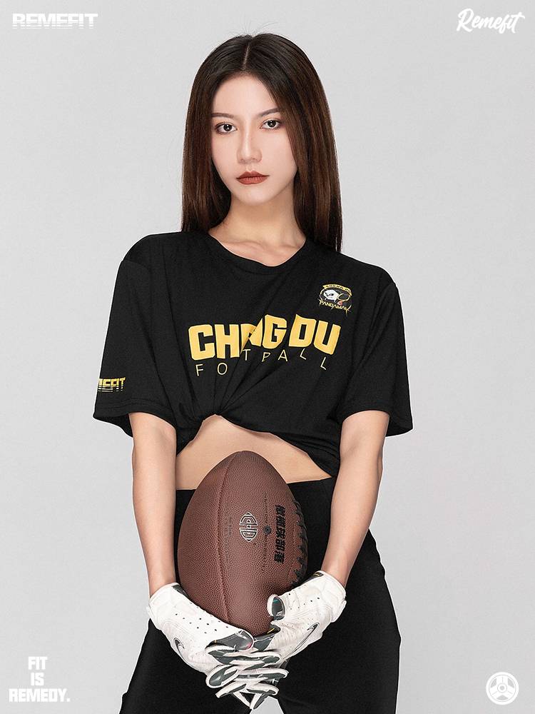 Remefitx Pandaren Co -branded Rugby City Series American Sports Thin T -shirt Speed Training Short Sleeve