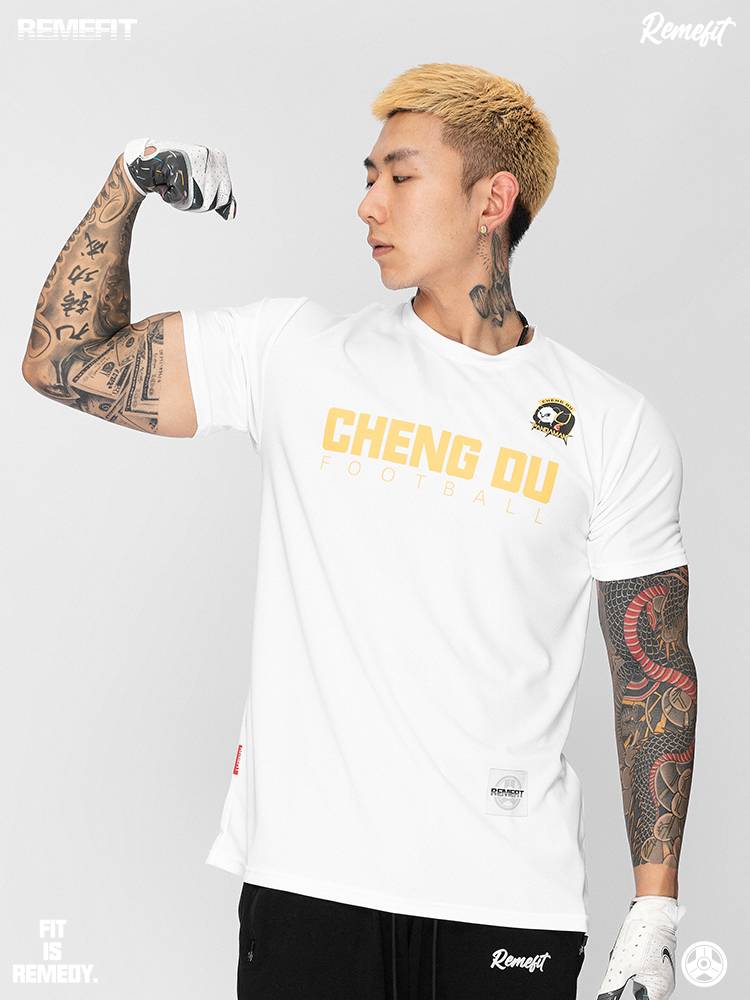 Remefitx Pandaren Co -branded Rugby City Series American Sports Thin T -shirt Speed Training Short Sleeve
