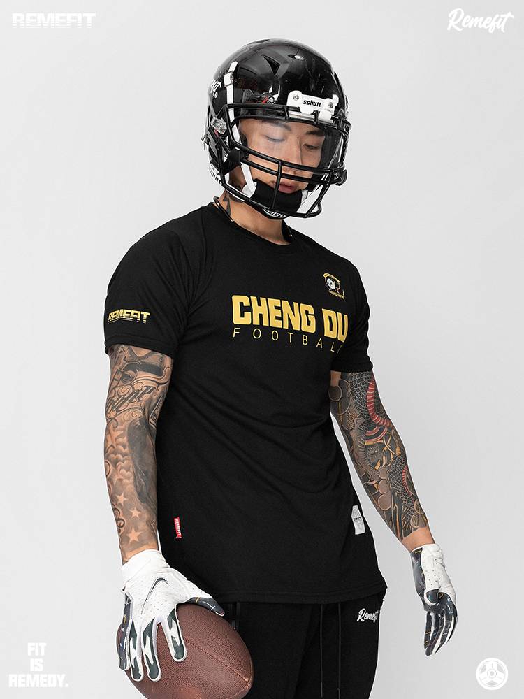 Remefitx Pandaren Co -branded Rugby City Series American Sports Thin T -shirt Speed Training Short Sleeve
