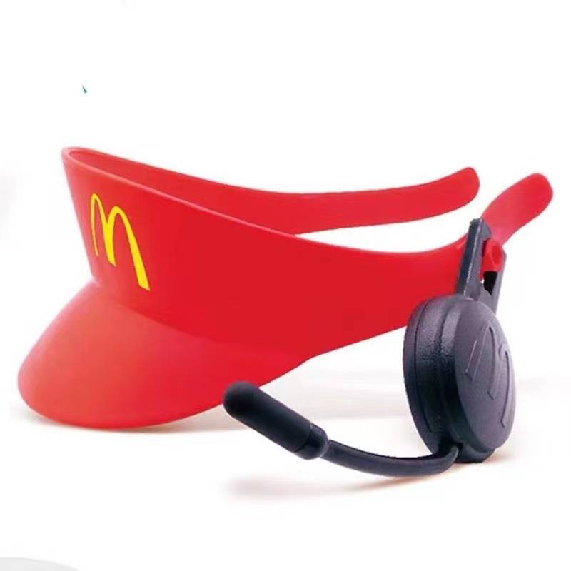 The McDonald's hat and the walkie-talkie hats are so cute, they're so weird