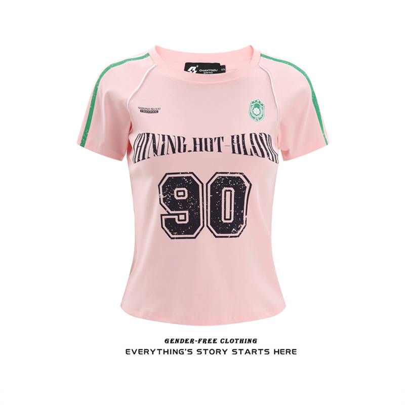 Jayihome American street T -shirt female 2024 summer rugby jersey short -sleeved loose casual top