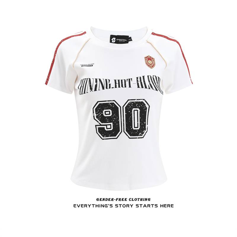 Jayihome American street T -shirt female 2024 summer rugby jersey short -sleeved loose casual top