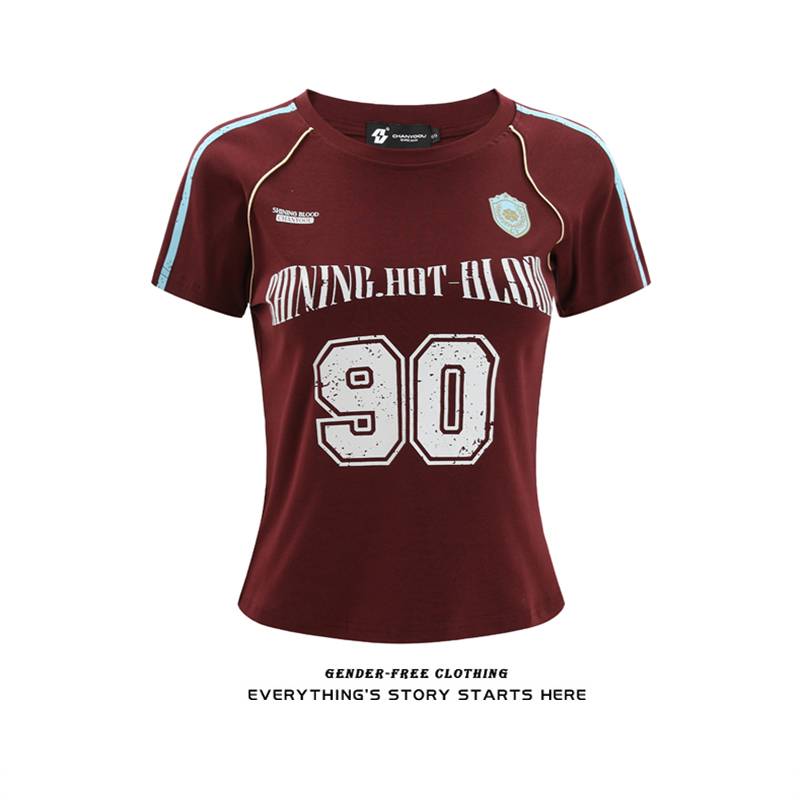 Jayihome American street T -shirt female 2024 summer rugby jersey short -sleeved loose casual top