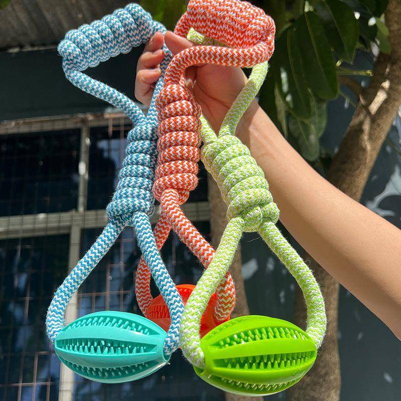 Pet dog cotton rope toy interactive stretching leaky food olives to relieve stuffy Teddy Corgi bites bite rope pet supplies