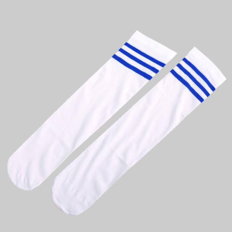 White and blue strip socks