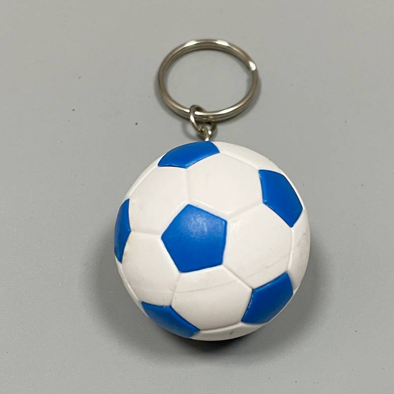 Blue and white football keychain