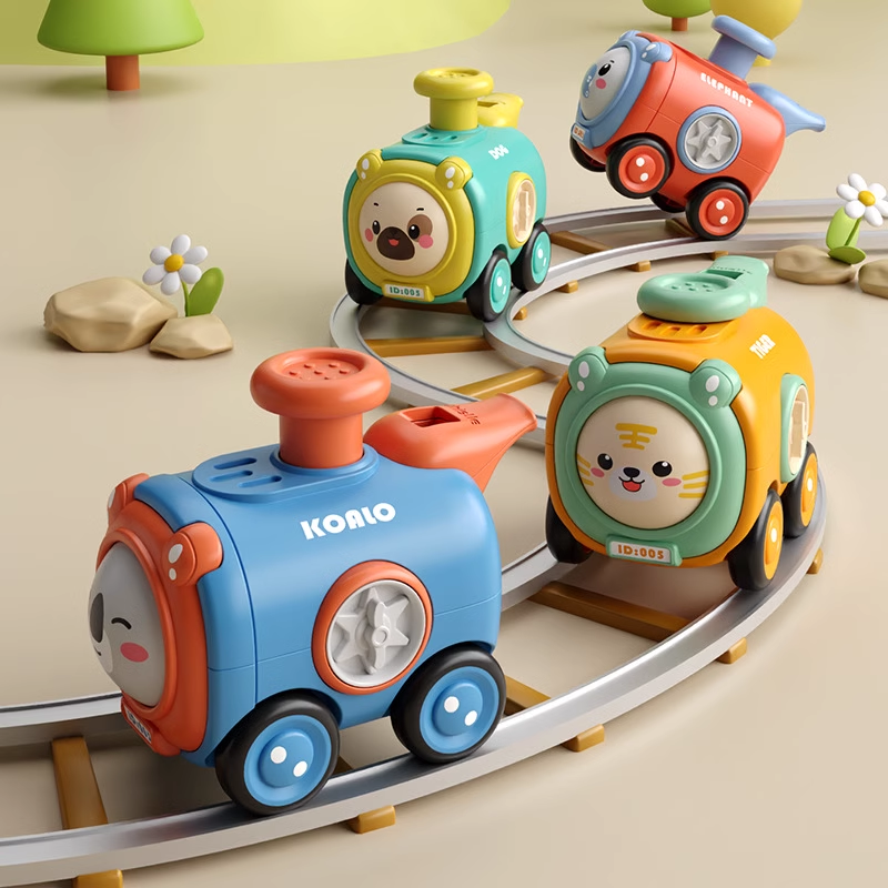 Children's fun inertia car with a whistle can change the face train puzzle interactive pressing dinosaur gear toy car