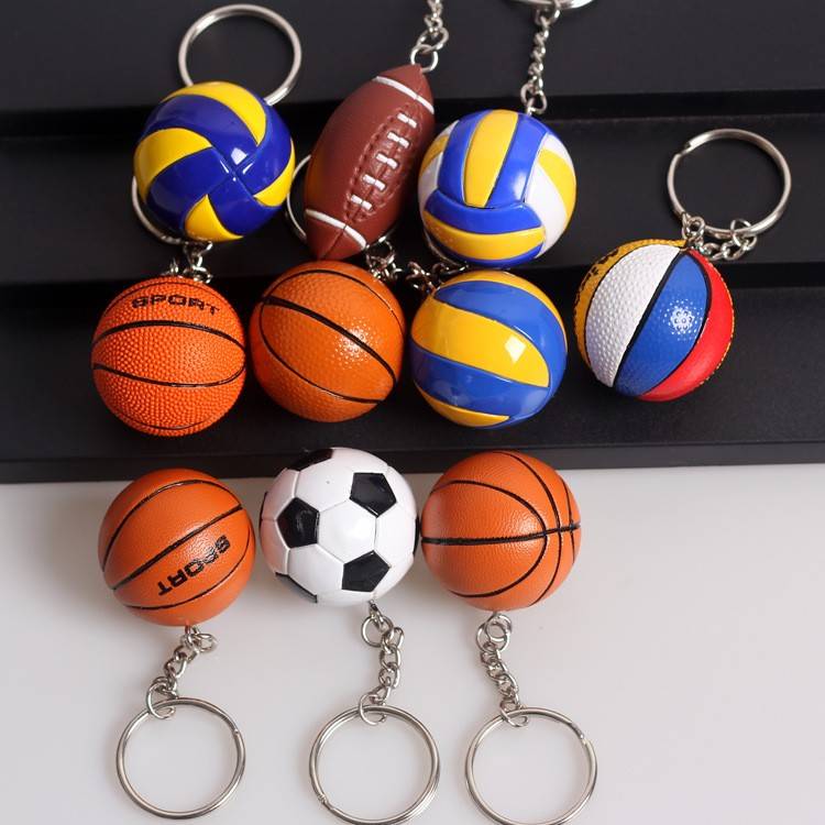 Sports keychain basketball volleyball PU leather simulation ball simulation ball fans products creative small gifts
