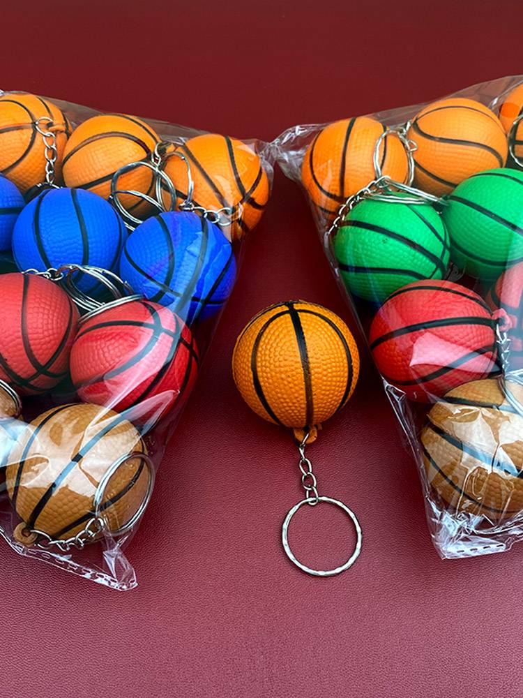 PU soft decompression basketball keychain sports ball jewelry football key chain bookbags pendant children's small gift