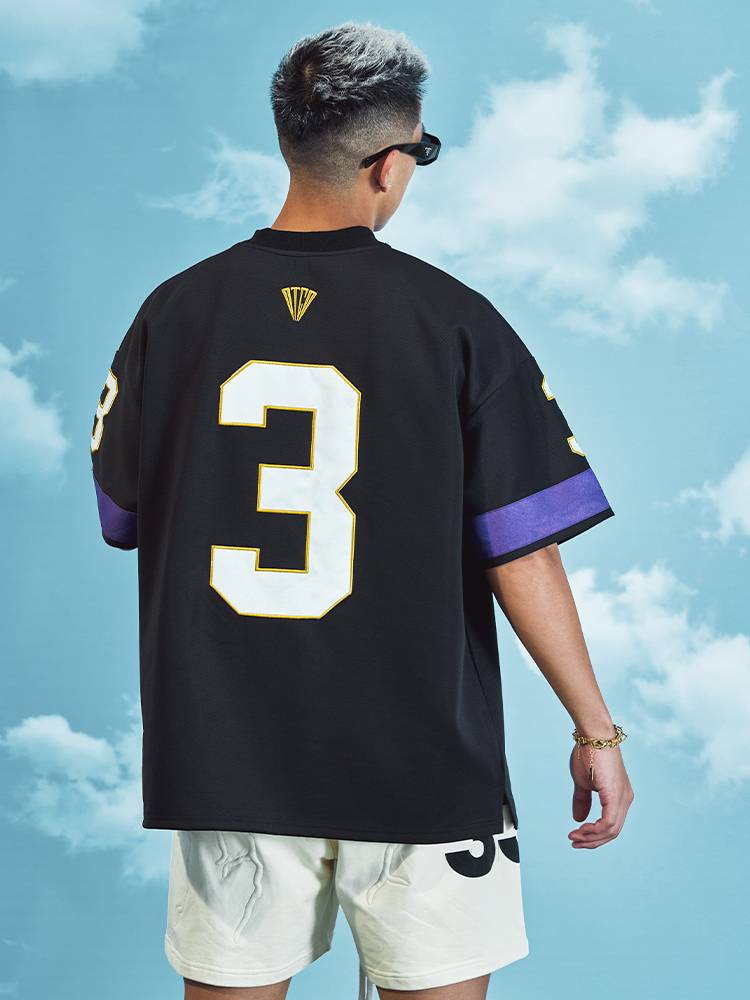 American retro street back digital printing sports loose net eye rugby uniform short -sleeved T -shirt men and women ins tide