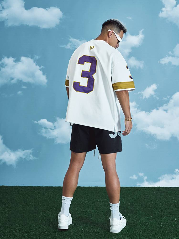 American retro street back digital printing sports loose net eye rugby uniform short -sleeved T -shirt men and women ins tide