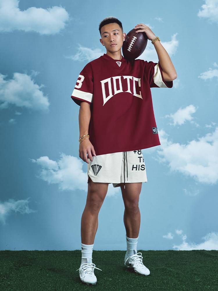 American retro street back digital printing sports loose net eye rugby uniform short -sleeved T -shirt men and women ins tide