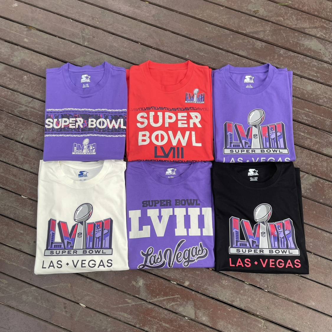 Original D new American NFL Rugby 58th Super Bowl Loose Print Water Washing Large -Host T -shirt