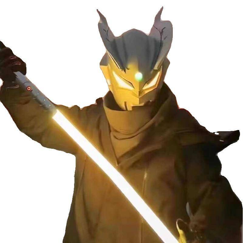 the cero ottman helmet cos can wear a superman masked dart and a hood with glowing children