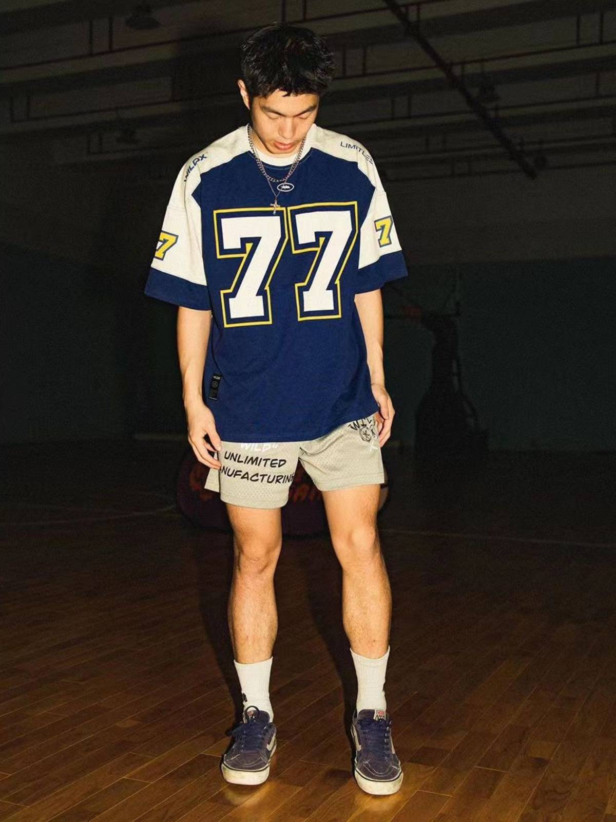 European and American wind, ice hockey short -sleeved T -shirt men's retro sports tide brand casual rugby uniform basketball hip -hop jersey shirt