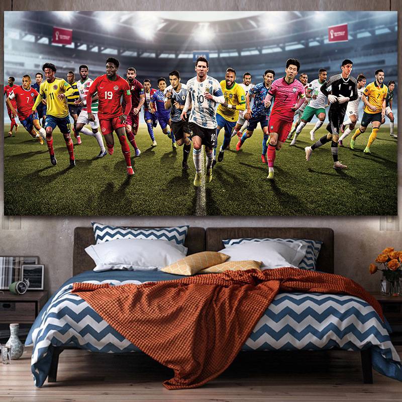 2024 European Cup Promotion Poster Messi Background Cloth Cristiano Ronaldo Football Star Decoration KTV Bar Sports Shop