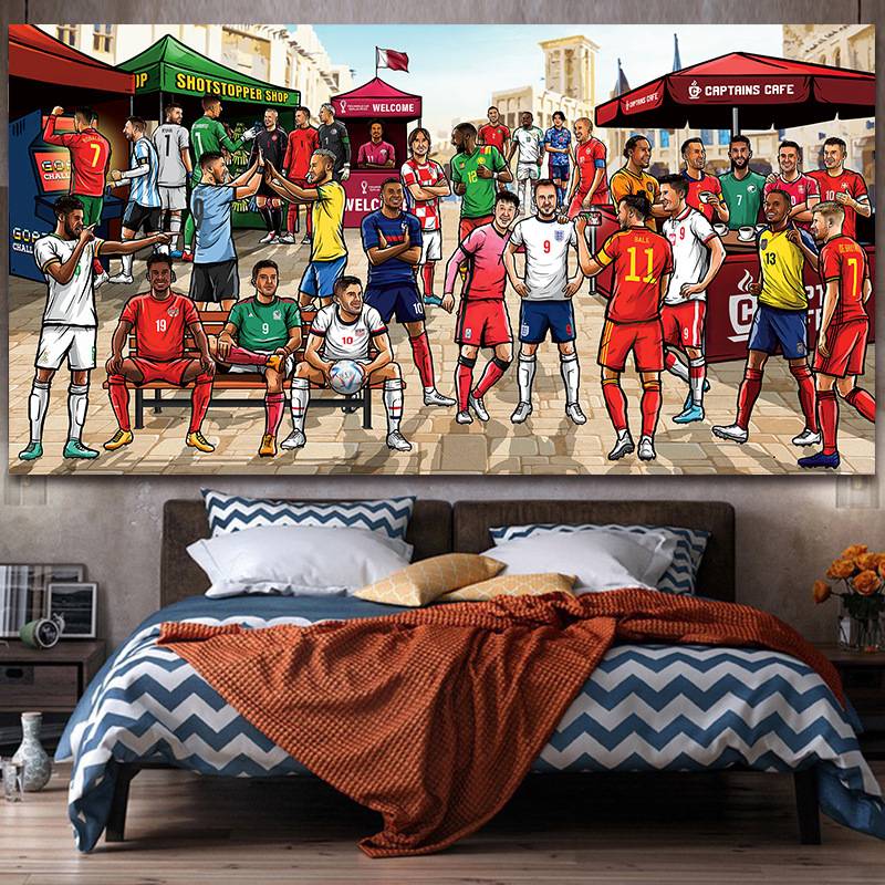 2024 European Cup Promotion Poster Messi Background Cloth Cristiano Ronaldo Football Star Decoration KTV Bar Sports Shop