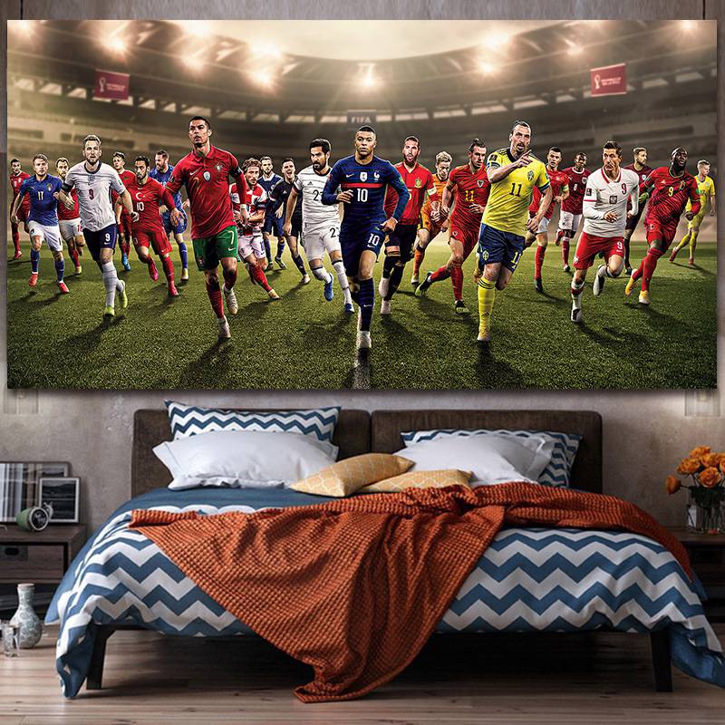 2024 European Cup Promotion Poster Messi Background Cloth Cristiano Ronaldo Football Star Decoration KTV Bar Sports Shop