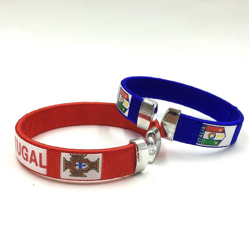 Brazilian hand circles around Portuguese European Cup football fans wrist belt Spain, Argentine France Italy, gifts