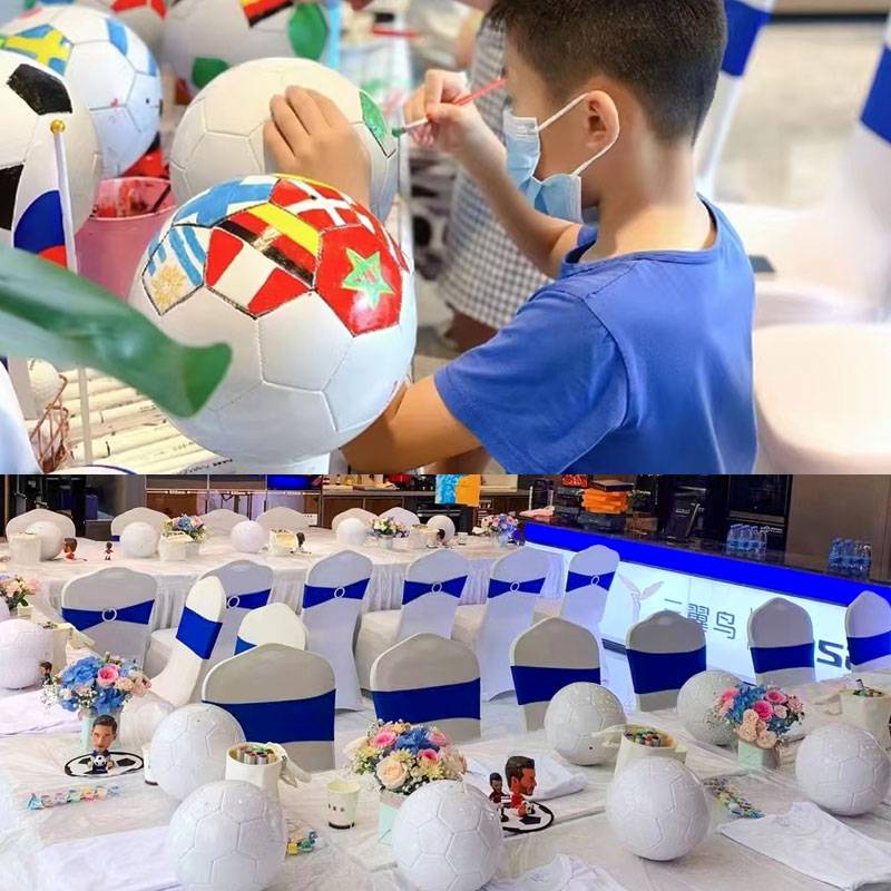 Pure white football painting handmade DIY material package children's adult painting graffiti activity warm field parent -child