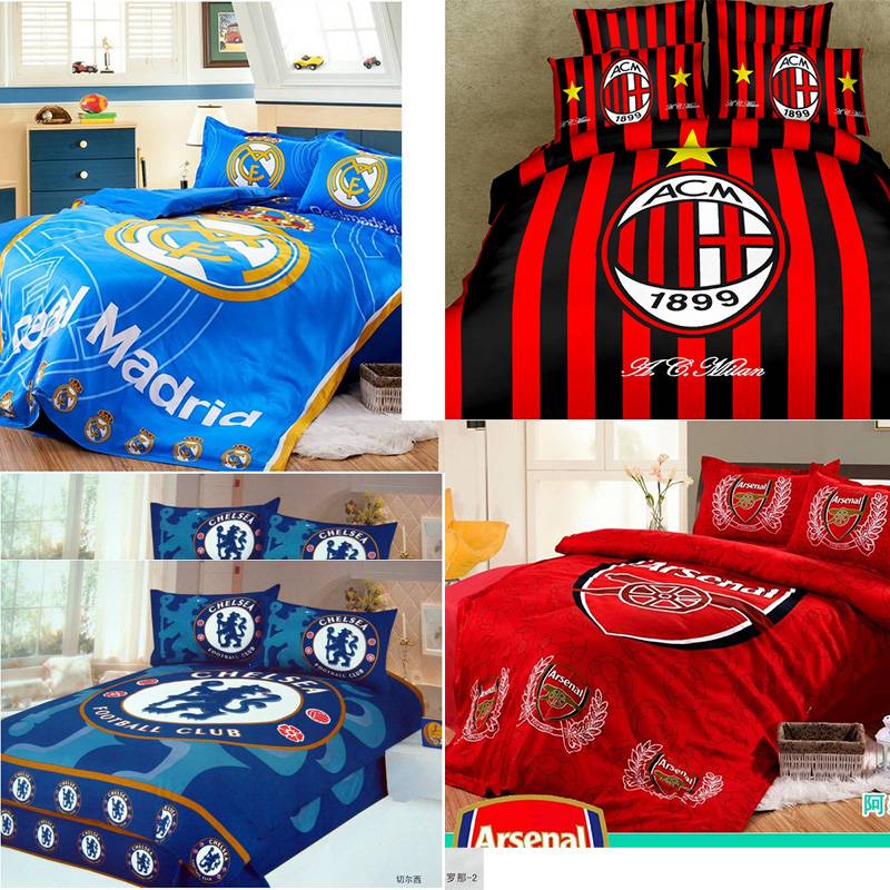 Soccer fan room to decorate Red Liverpool Milan bedding