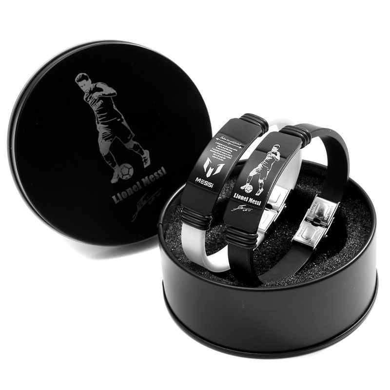 Football C Ronalberg Marcelon Souvenir Southern Mbappe adjustable bracelet 2 -piece dazzling black iron box