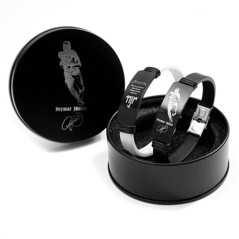 Football C Ronalberg Marcelon Souvenir Southern Mbappe adjustable bracelet 2 -piece dazzling black iron box