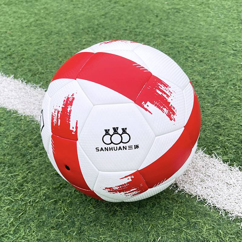 Three Ring World Cup Football Machine Sittage Skin Super Fiber Pu Hot Patch Thickens Deep Explosion No. 5 Training Competition Football