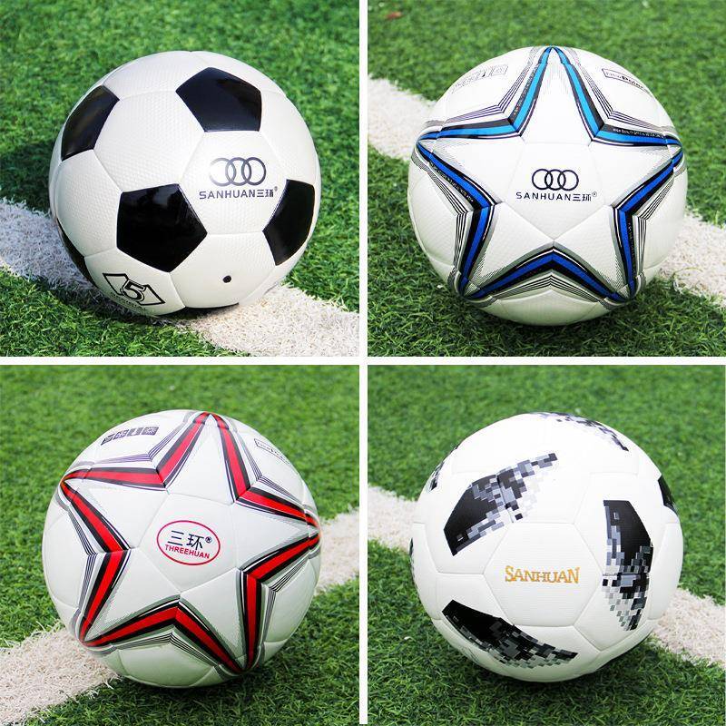 Three Ring World Cup Football Machine Sittage Skin Super Fiber Pu Hot Patch Thickens Deep Explosion No. 5 Training Competition Football