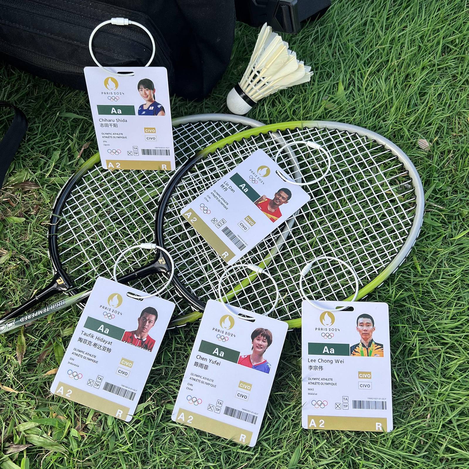 Lin Dan Tao Tianxian Dou Li Zongwei Badminton Star Participation Card 2024 Paris Competition Backpack Small Pendant