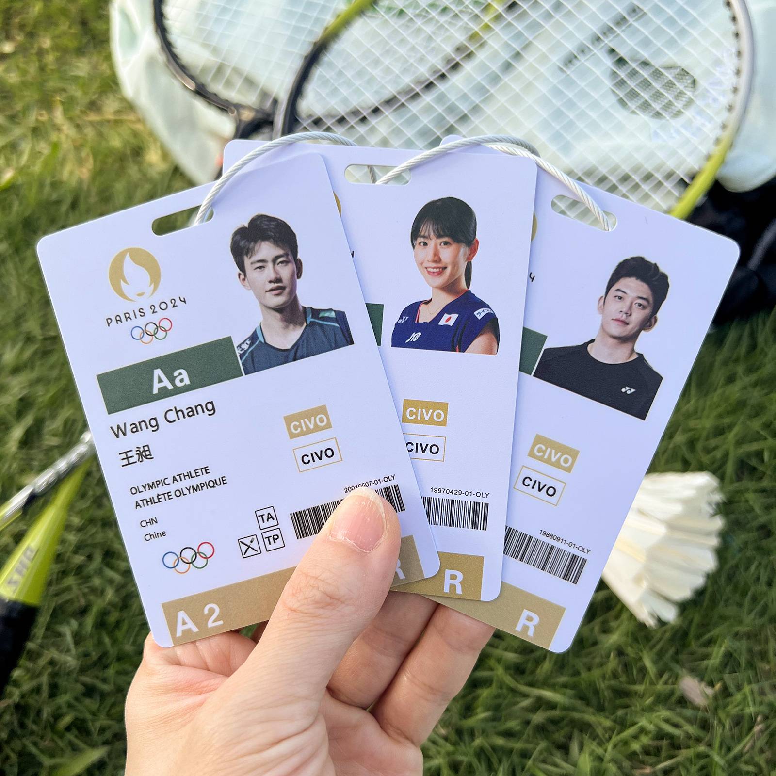 Lin Dan Tao Tianxian Dou Li Zongwei Badminton Star Participation Card 2024 Paris Competition Backpack Small Pendant