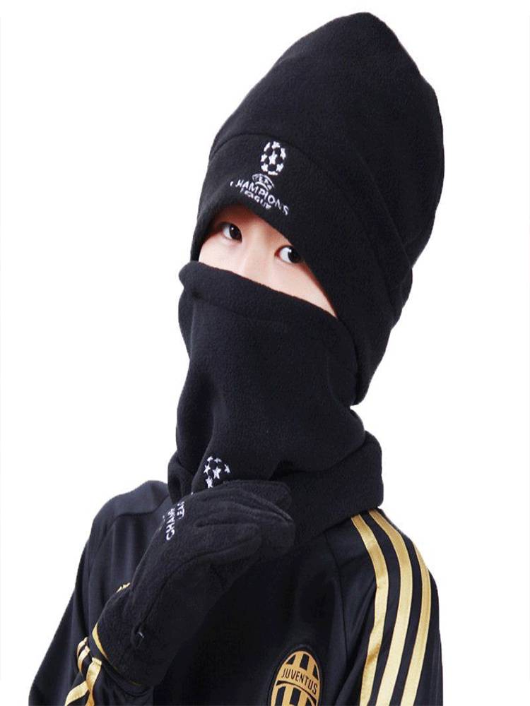 Champions League children's football glove fence in winter riding running outdoor training sports sports fence and neck hats to keep men warm men