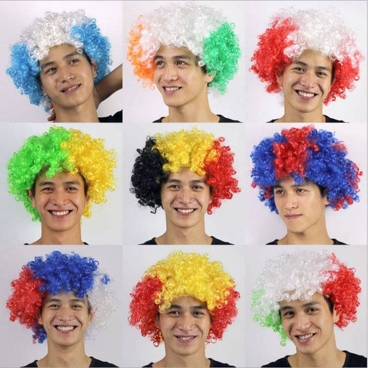 2024 German European Cup Fan Creative Personality Explosion Wig KTV Bar Watching the ball, refueling the head cover