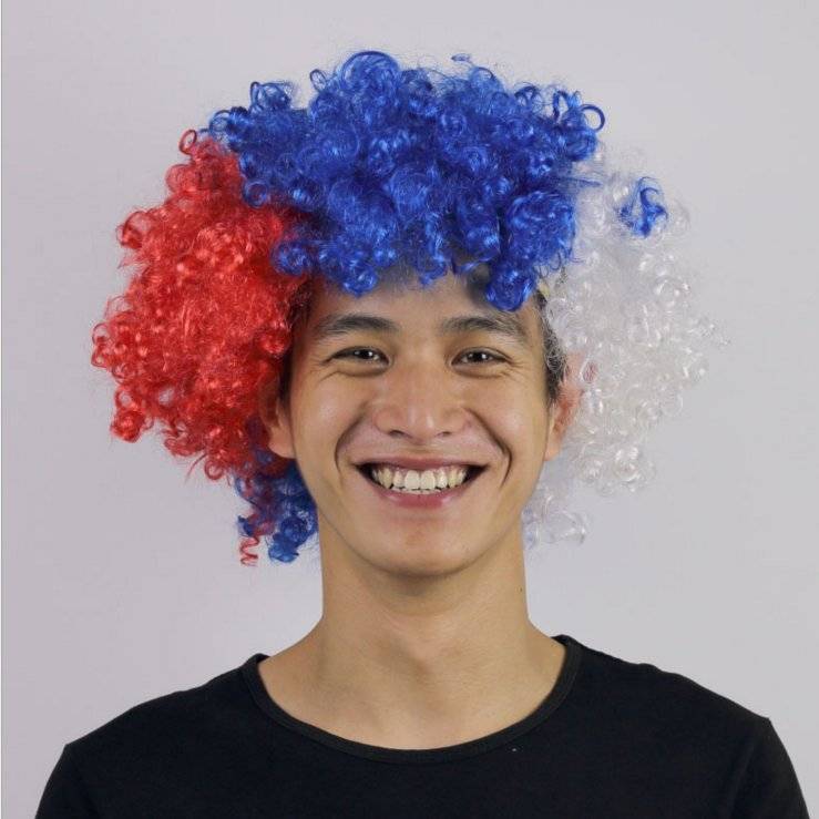 2024 German European Cup Fan Creative Personality Explosion Wig KTV Bar Watching the ball, refueling the head cover