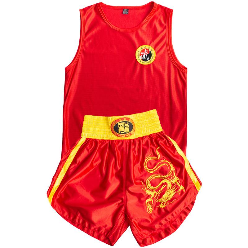 Sanda clothing suit new Chinese dragon embroidered satin training martial arts fighting men and women children fighting children adults