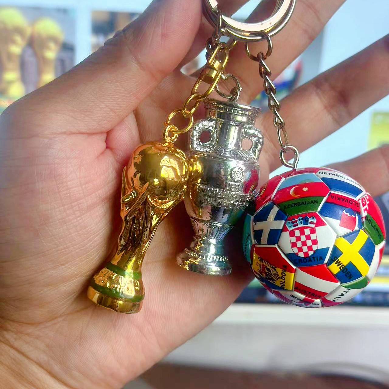 2024 European Cup new soft glue football uniform keychain football pendant fans souvenir jewelry activities gift