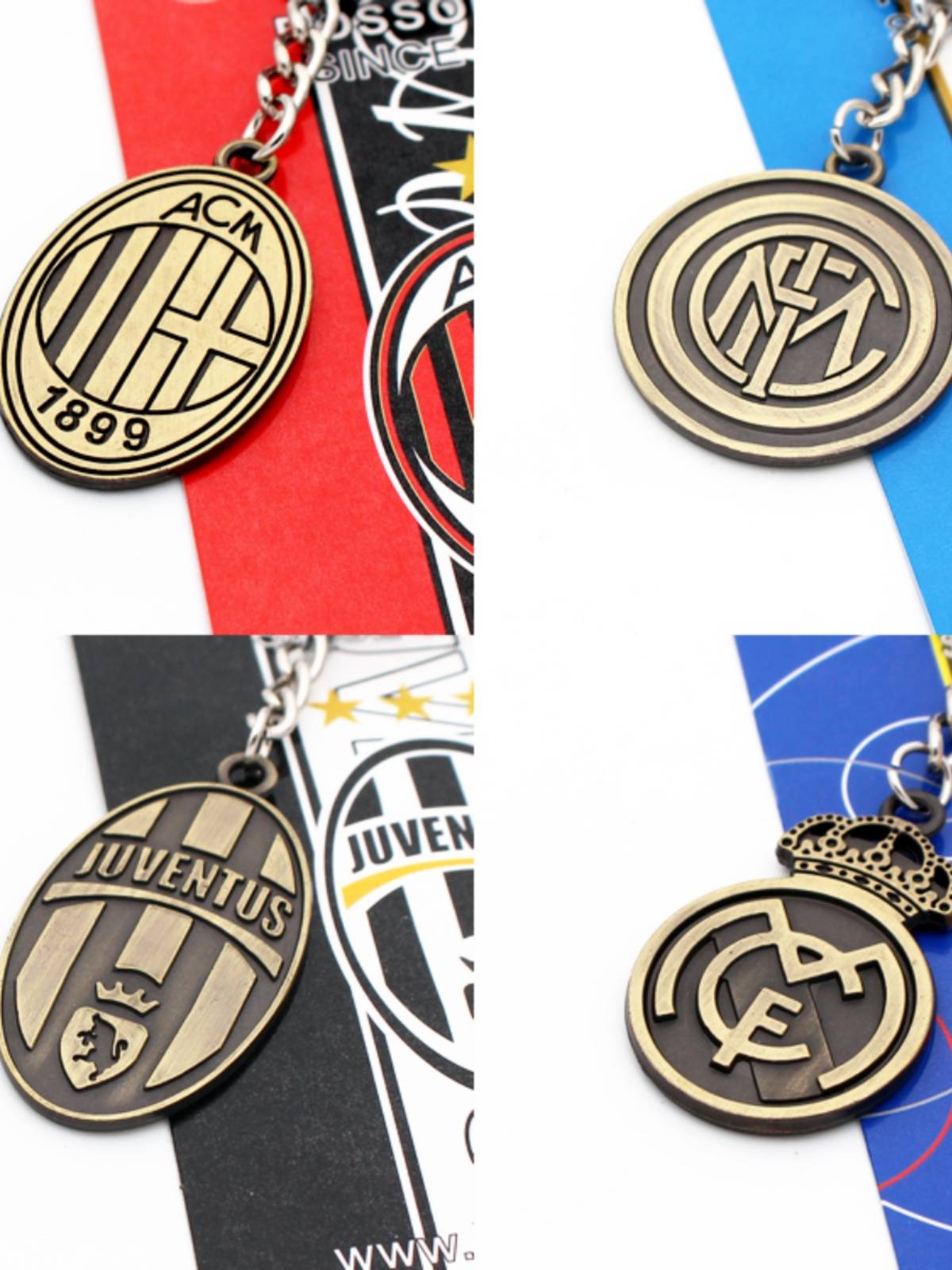2024 European Cup Football Fan Memorial Products Real Madrid Barcelona AC Milan French Football Copper Pendant Keychain