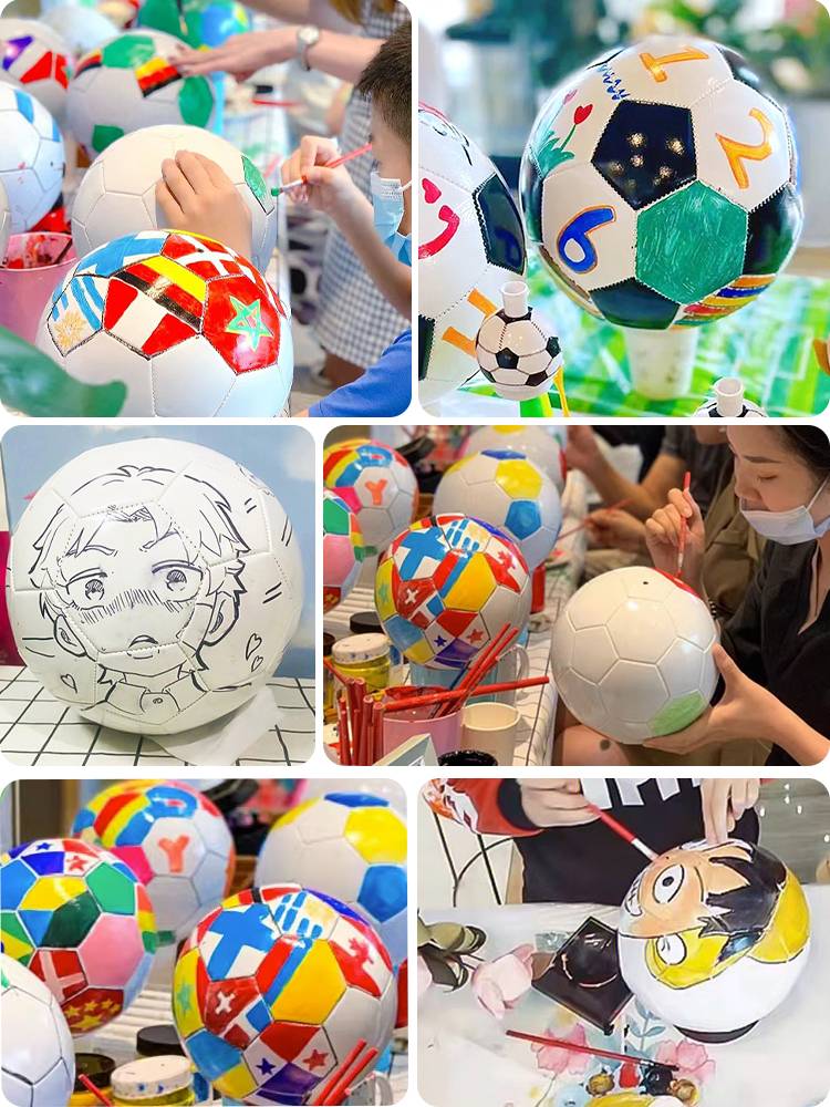 Football Painted DIY Materials Children Handmade Painting Caddy Pure White Activities warm field Parent -Child Outdoor No. 345