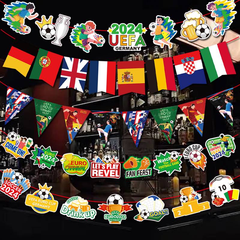 2024 German European Cup Decoration Flag Banner Football Theme Lottery Bar Sports Lottery Store arrangement