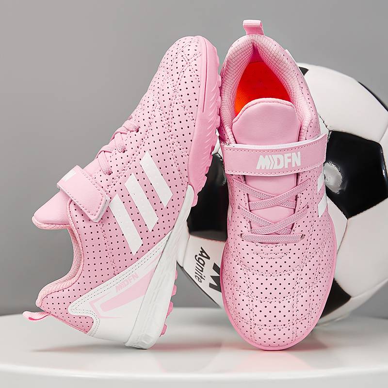 Genuine boys football shoes broken nails mesh surface breathable primary and secondary school children and children's training shoes non -slip leather surface short nail girl
