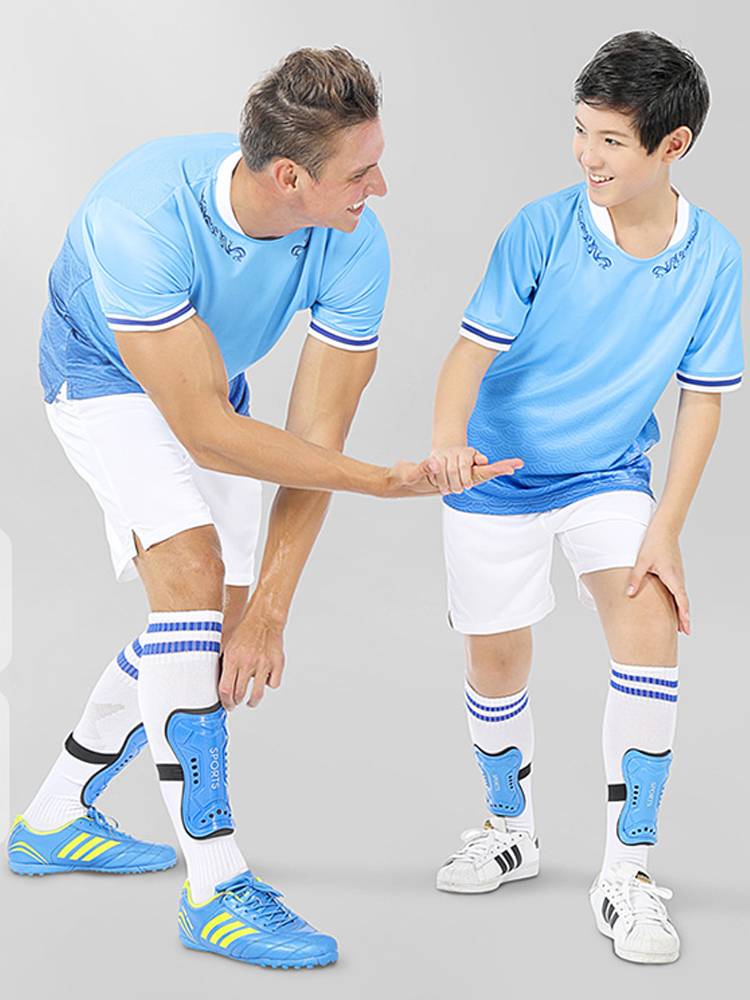 Leg protection board football boys and children adult professional fixed set of sports gear with holes strap light hard protective board plug