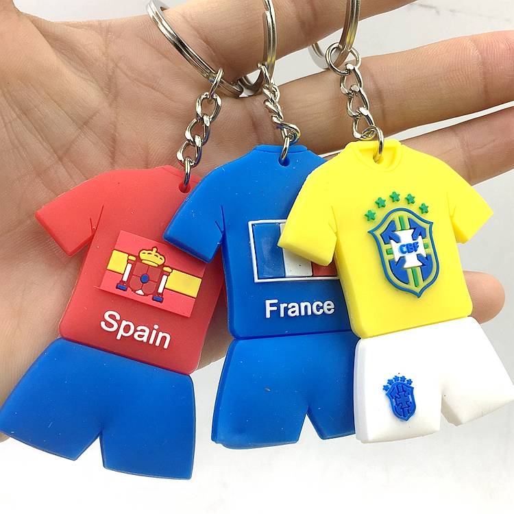 European Cup Football Products, Germany, Spanish Brazil French Silicone Jersey keychain small gift